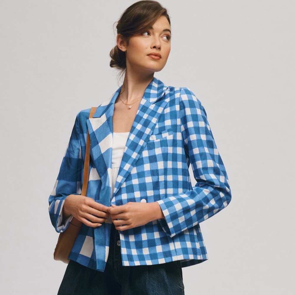 Hutch Gingham Blue Blazer XL